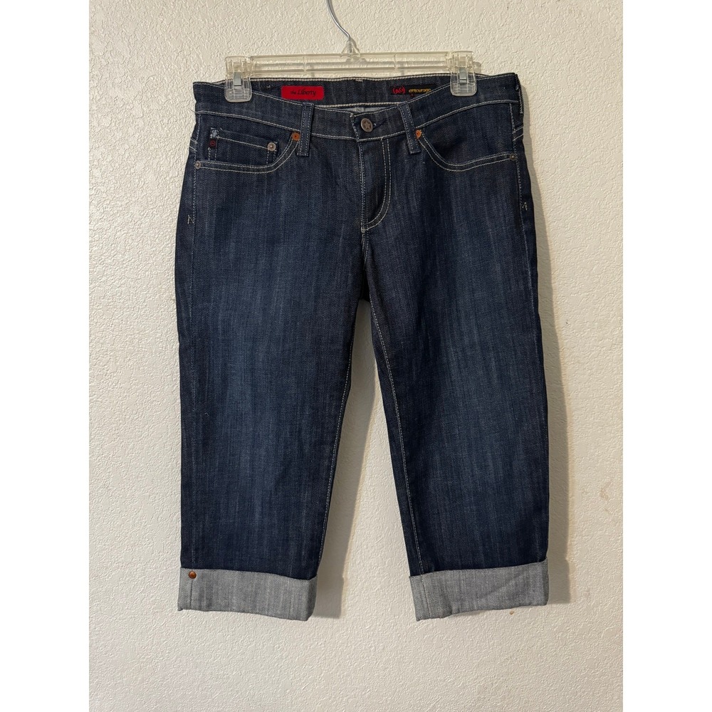 AG The‎ Liberty Denim Capri Jeans Dark Wash Cuffed Cropped Womens